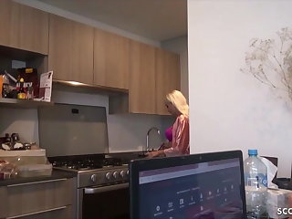 SKINNY GERMAN STEP MOM SEDUCE TO FUCK BY SON IN KITCHEN