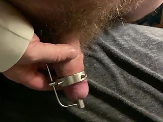 Dad spiked cbt urethral plug jerk and cum