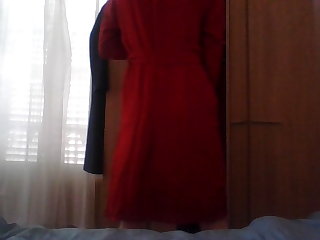 Crossdresser lady in red