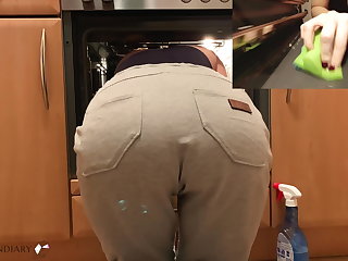 Danese helpless teen fucked in her ass while cleaning the kitchen